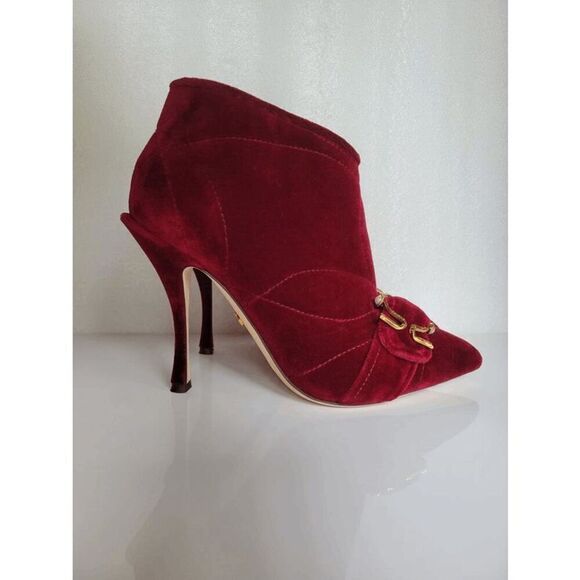 DOLCE & GABBANA Devotion Burgundy Velvet Ankle Boots $1,580 NEW IN BOX Sz 6,5 - Picture 3 of 16